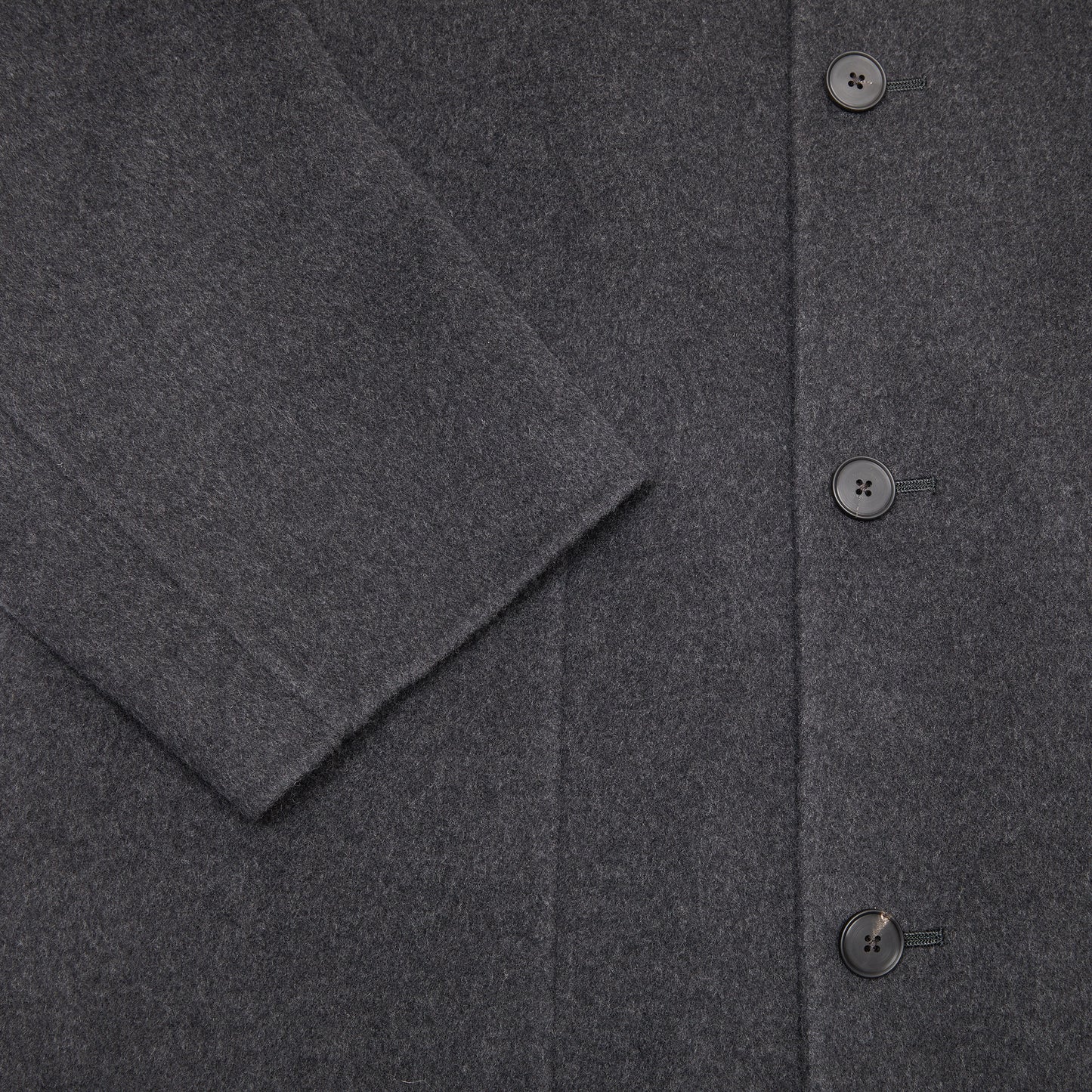 Aton Merino Double Melton Wool Balmacaan Coat in Charcoal