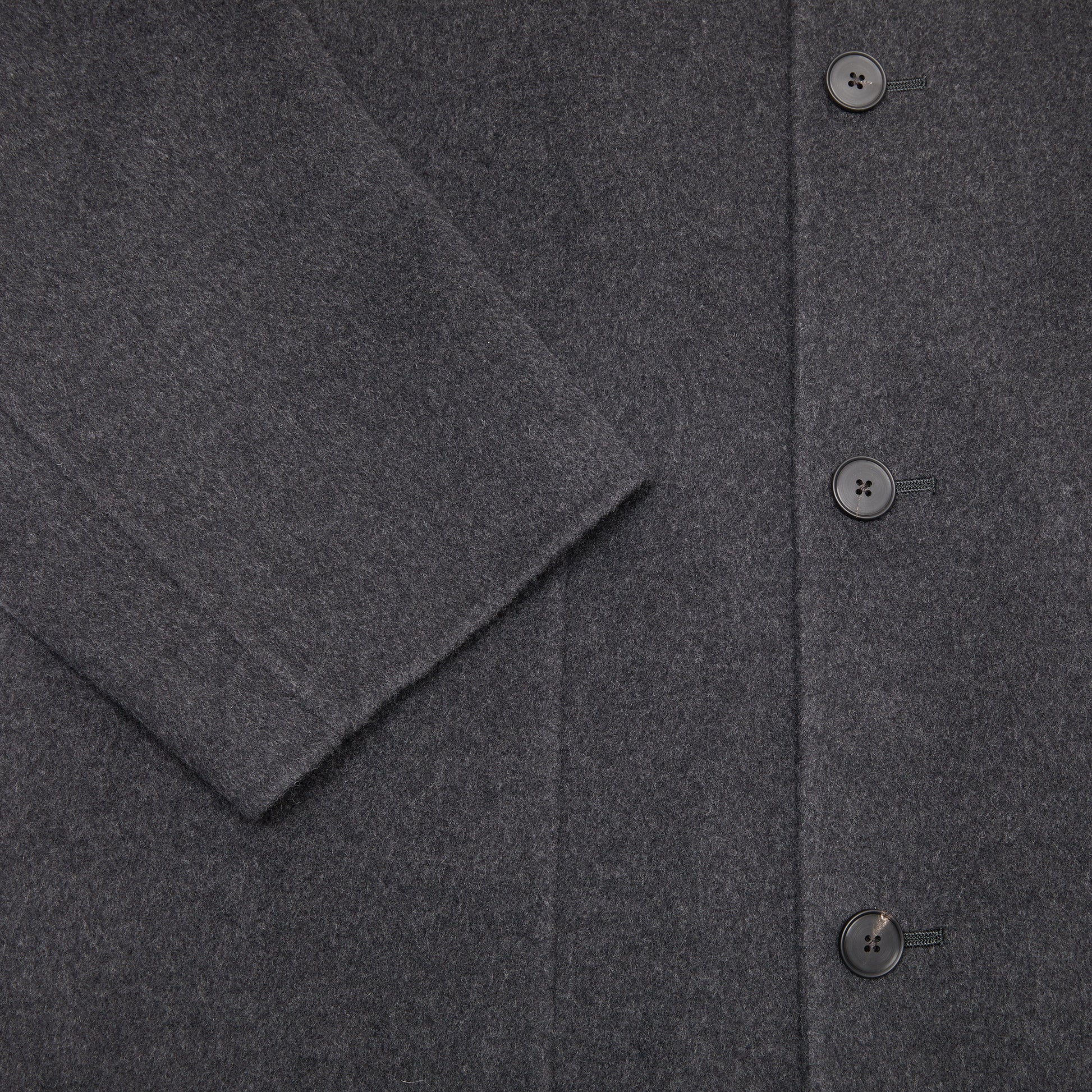 Aton Merino Double Melton Wool Balmacaan Coat in Charcoal
