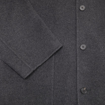 Aton Merino Double Melton Wool Balmacaan Coat in Charcoal