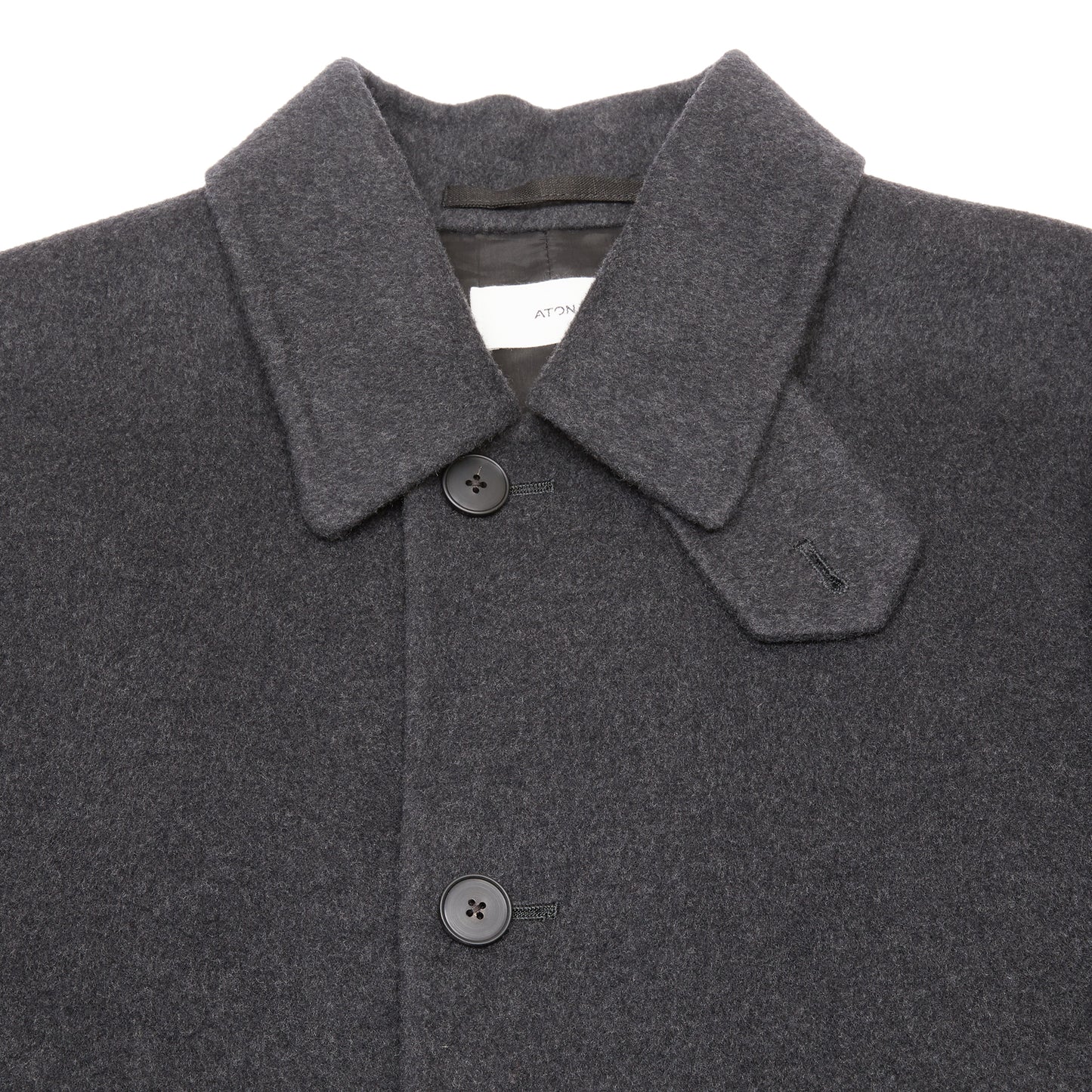 Aton Merino Double Melton Wool Balmacaan Coat in Charcoal