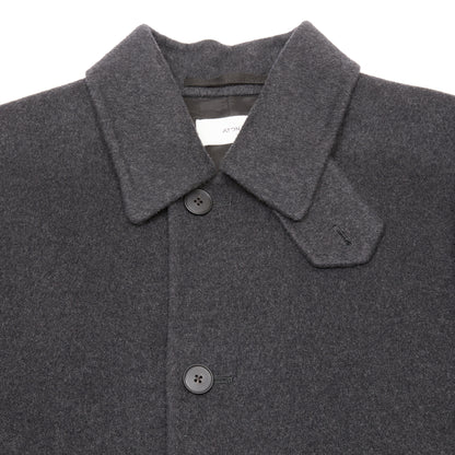 Aton Merino Double Melton Wool Balmacaan Coat in Charcoal