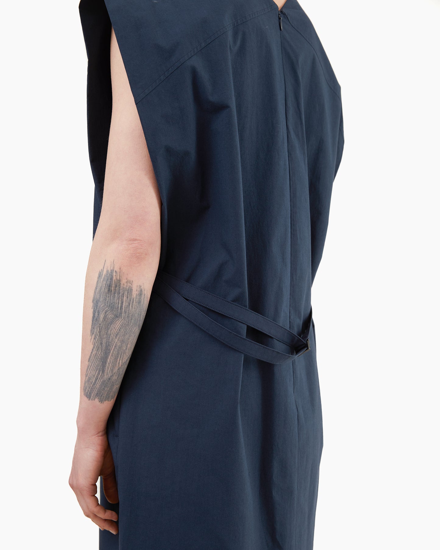 Aton Women's Cotton Broad French Sleeve Dress in Navy