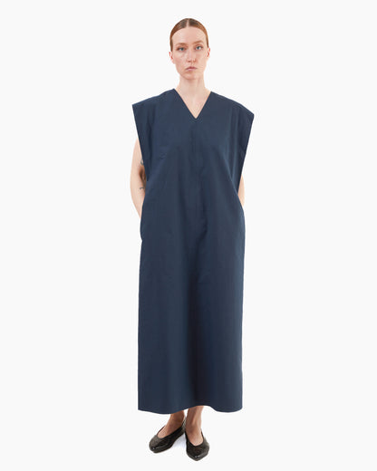 Aton Women's Cotton Broad French Sleeve Dress in Navy