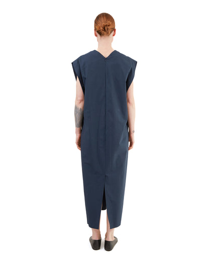 Aton Women's Cotton Broad French Sleeve Dress in Navy