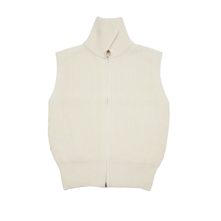 Aton Zipped Up Vest in Off White