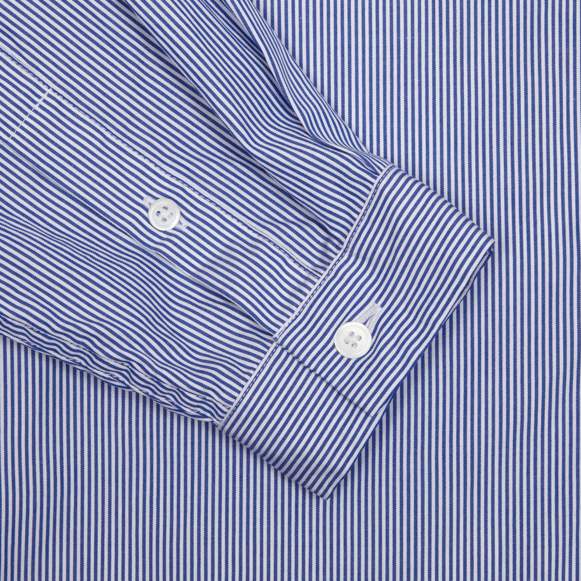 Aton Unisex Suvin Broad Cotton Washed Shirt in Navy Stripe