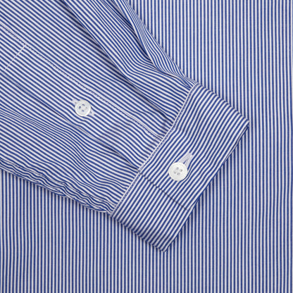Aton Unisex Suvin Broad Cotton Washed Shirt in Navy Stripe