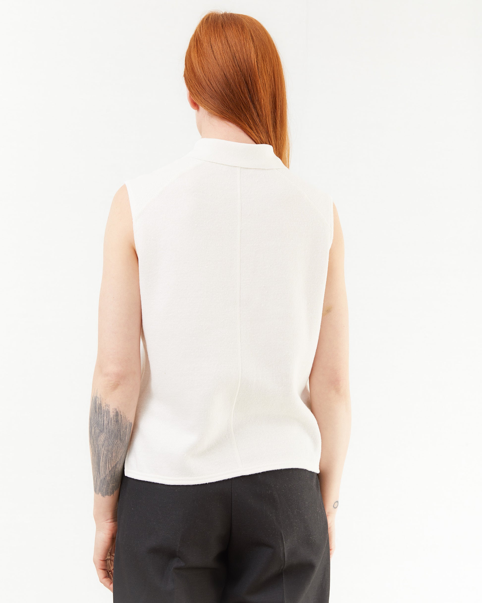 Aton Women's Linen Jersey Polo Tank Top in White