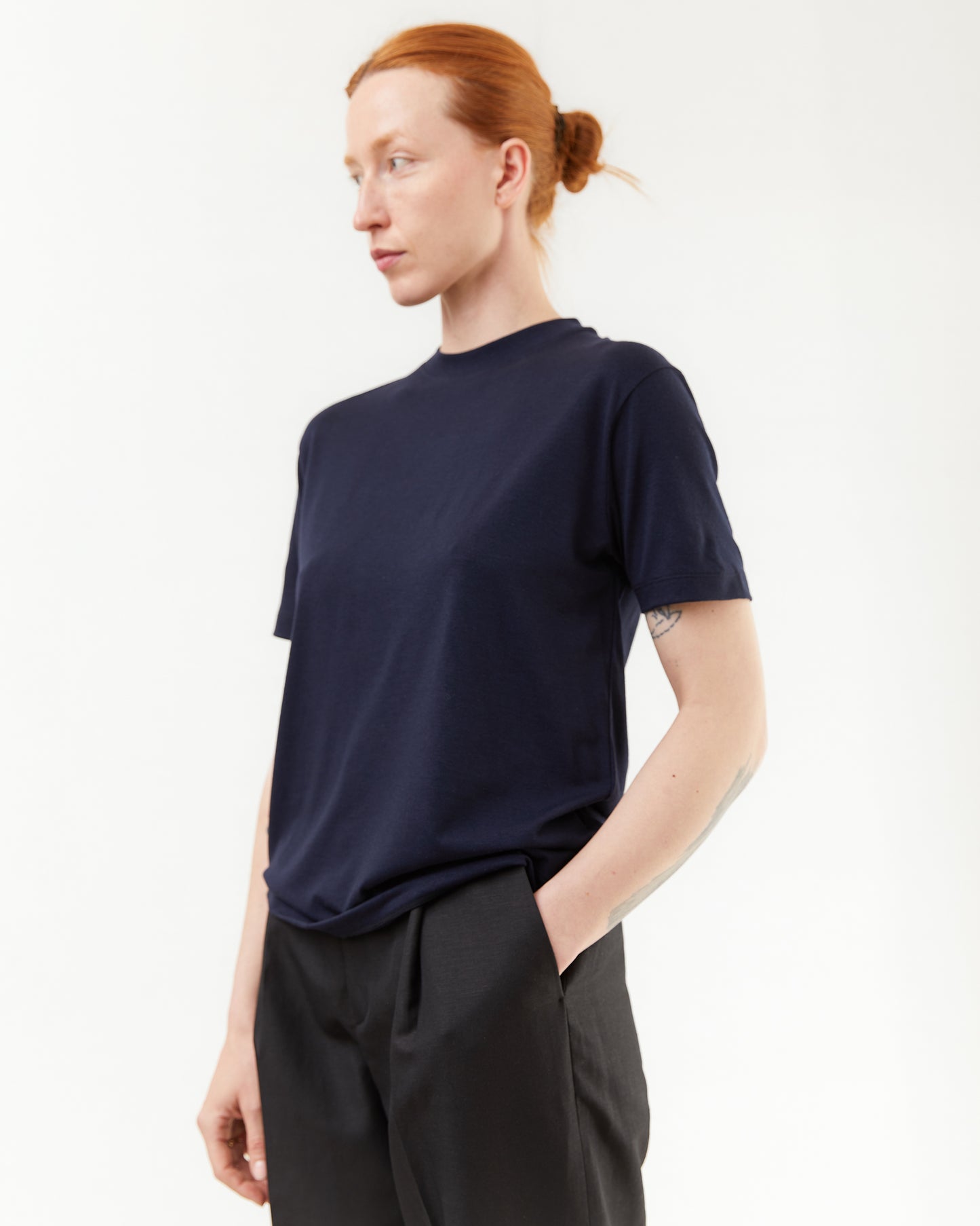 Aton Women's Dry Cotton Jersey Crewneck T-Shirt in Black