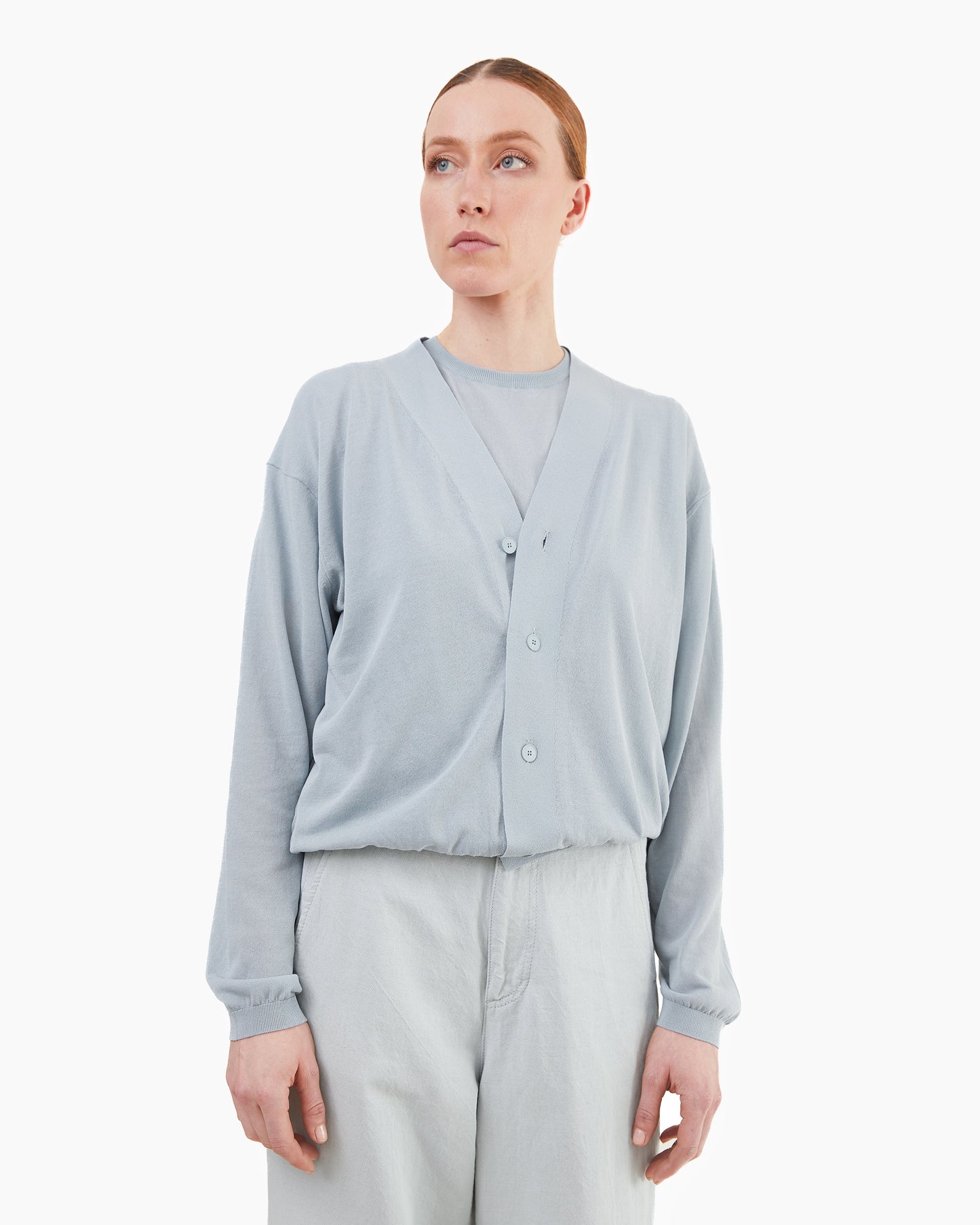 Aton Women's High Twist Cotton V-Neck Cardigan