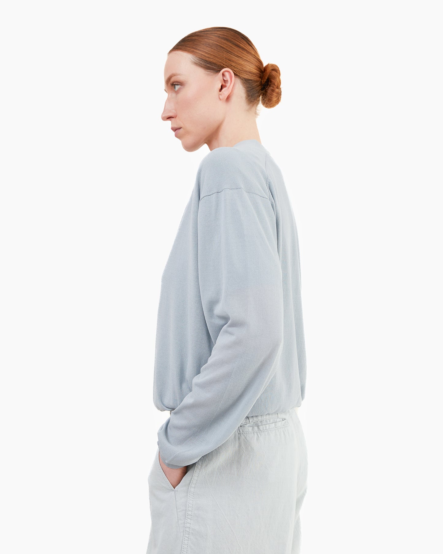 Aton Women's High Twist Cotton V-Neck Cardigan