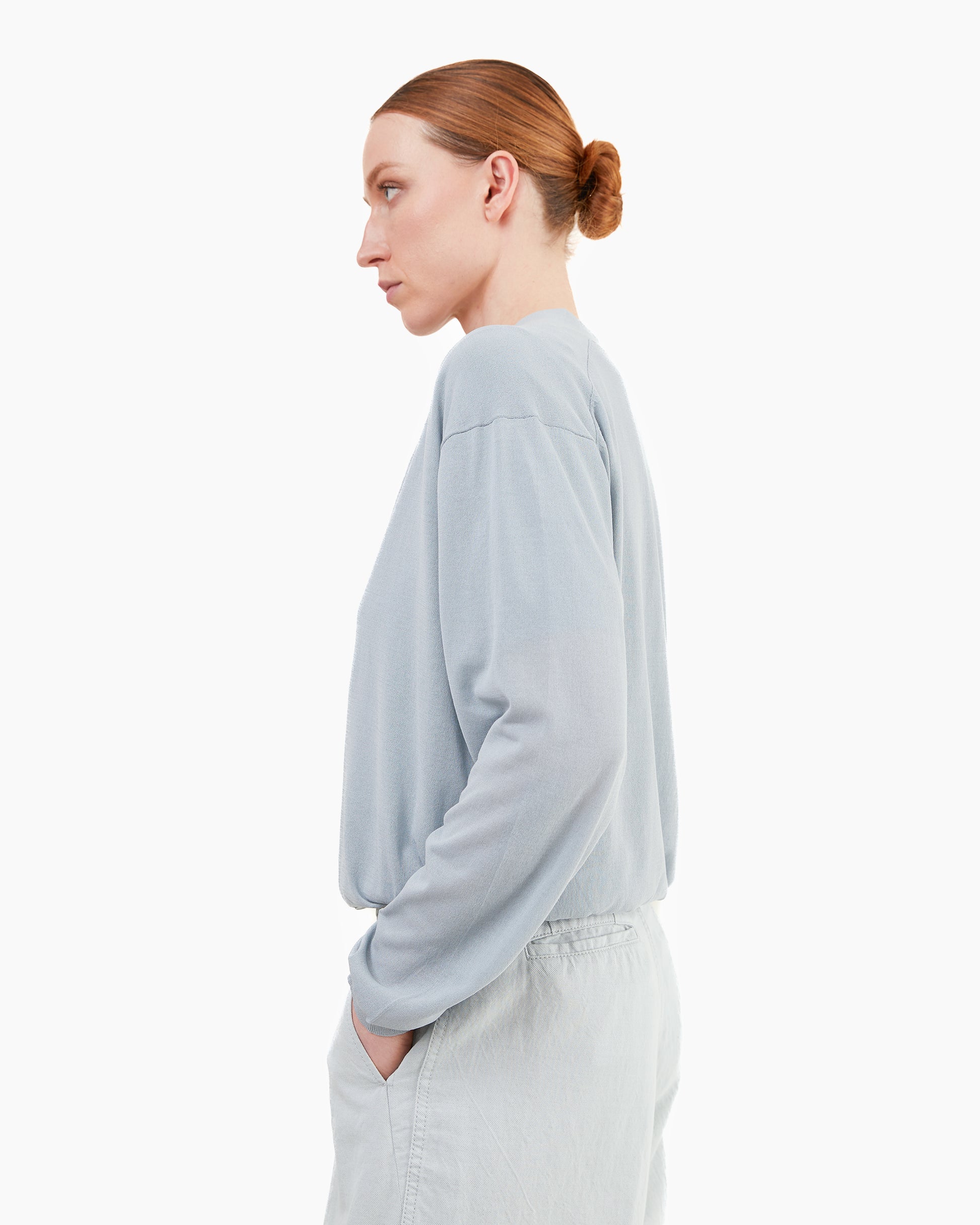 Aton Women's High Twist Cotton V-Neck Cardigan