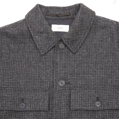 Aton Men's Houndstooth CPO Jacket in Charcoal Grey