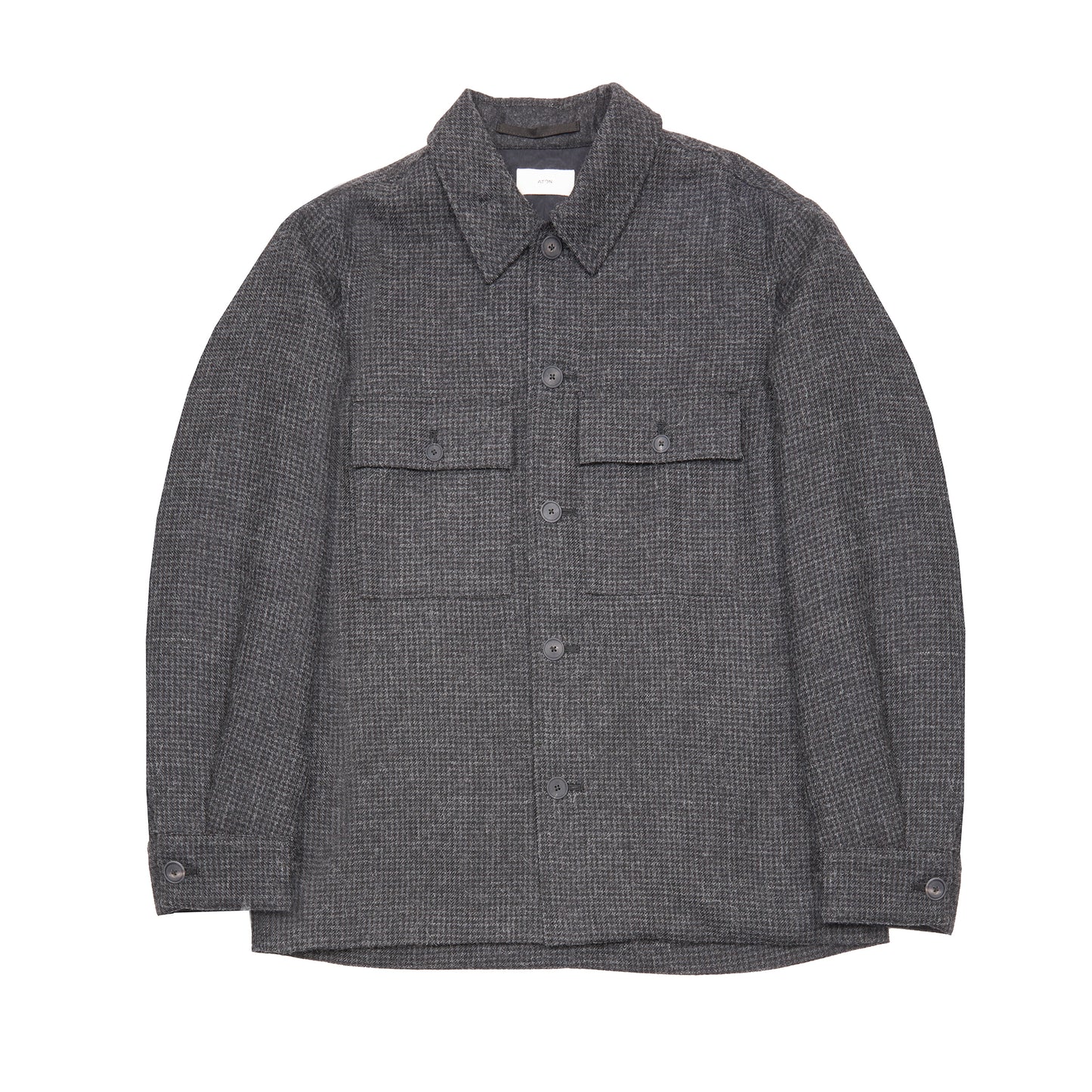 Aton Men's Houndstooth CPO Jacket in Charcoal Grey
