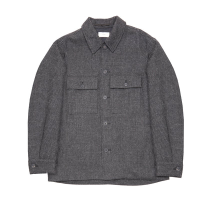 Aton Men's Houndstooth CPO Jacket in Charcoal Grey
