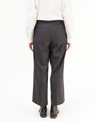 Aton Women's Merino College Flannel Tucked Wide Pants in Charcoal