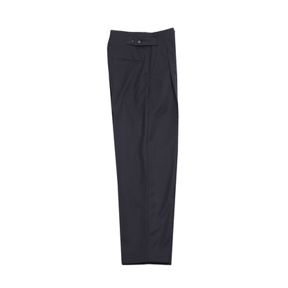 Aton Compact Wool Tapered Tucked Pants in Black