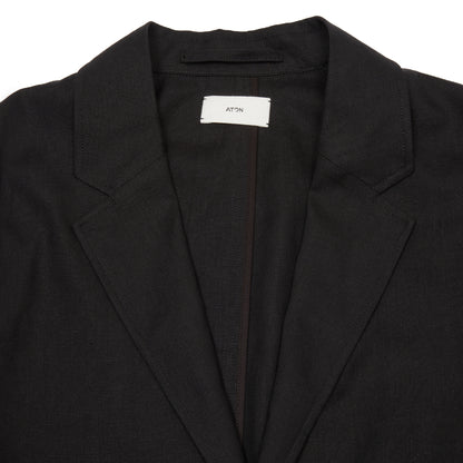 Aton Silk Linen Mixing Tailored Jacket in Black