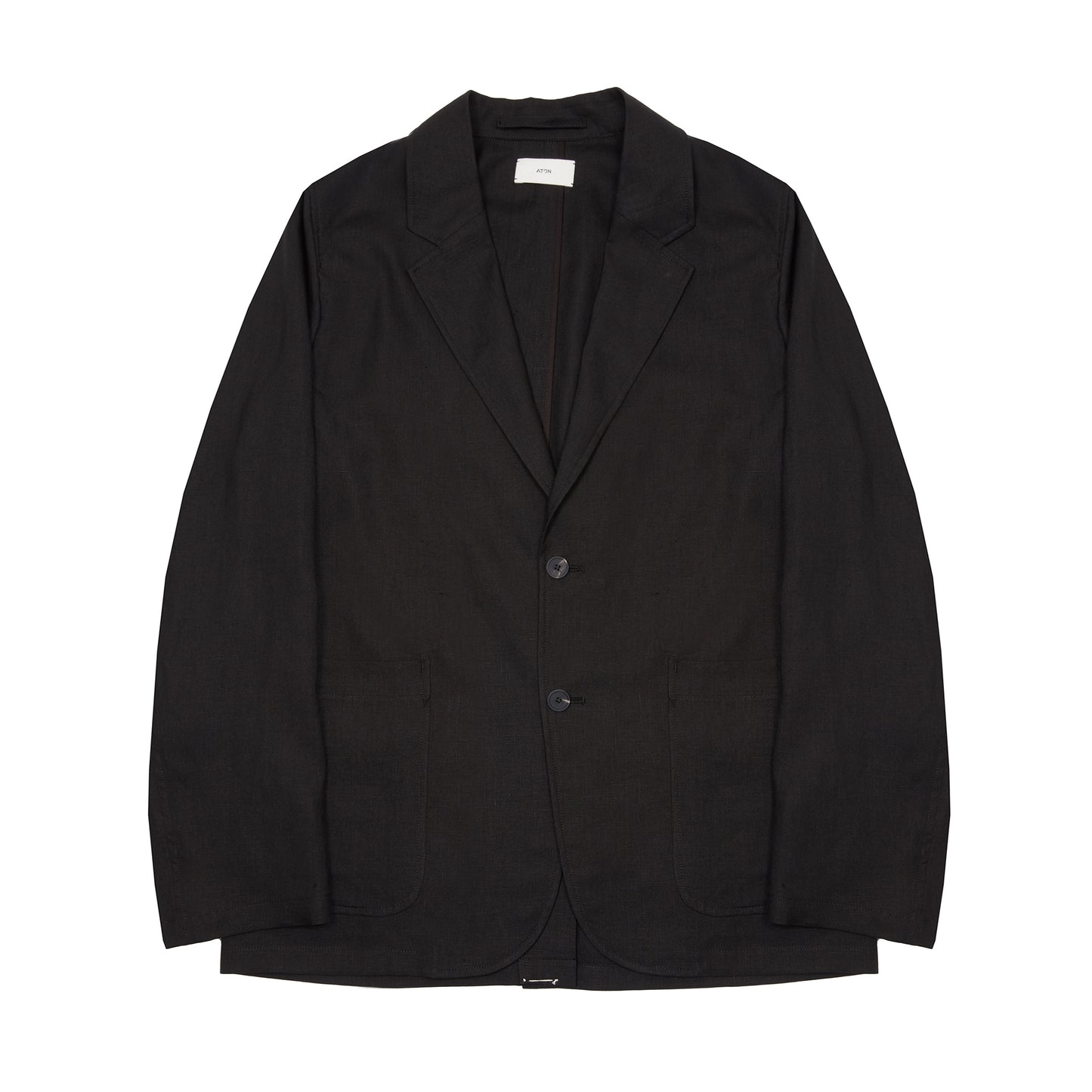 Aton Silk Linen Mixing Tailored Jacket in Black