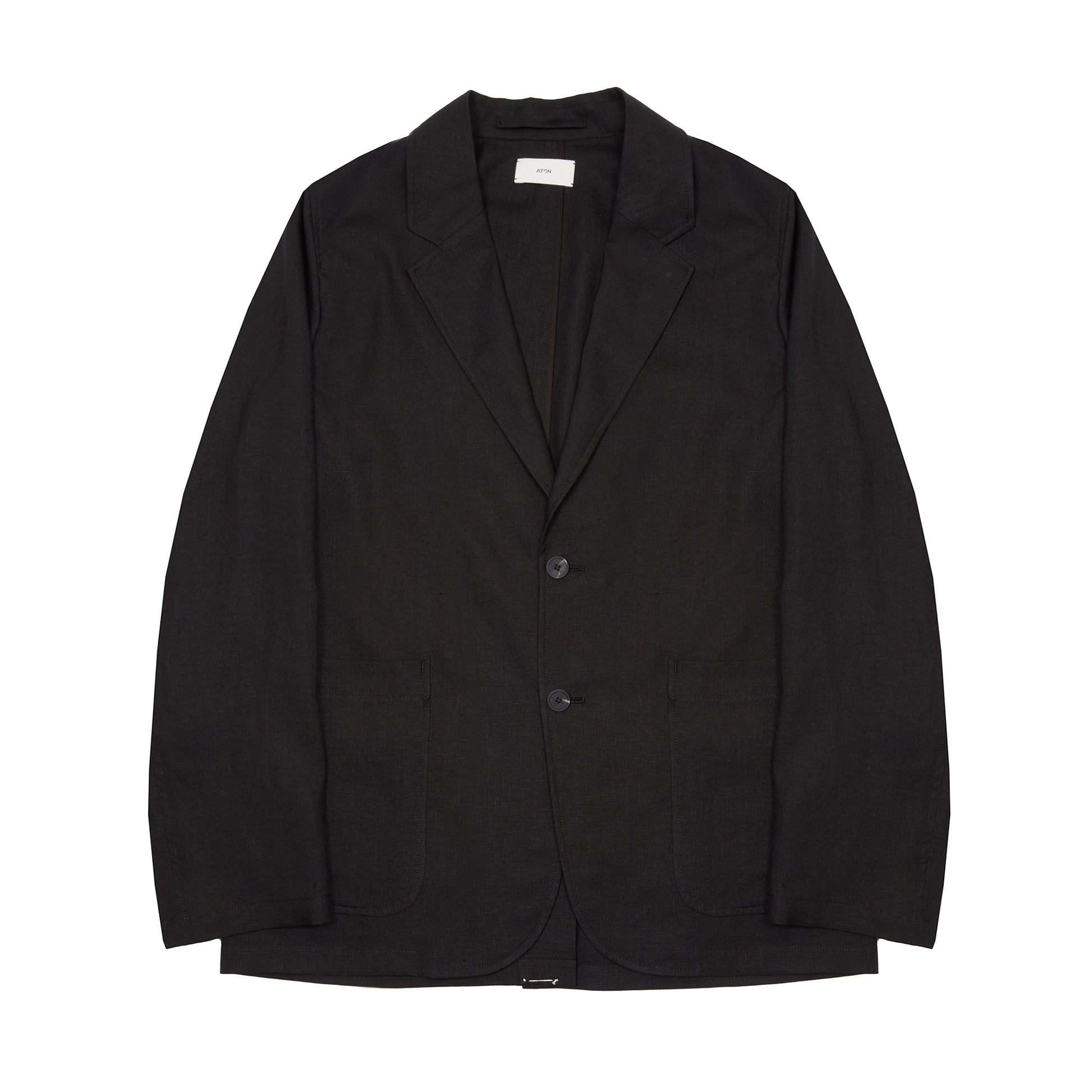 Aton Silk Linen Mixing Tailored Jacket in Black