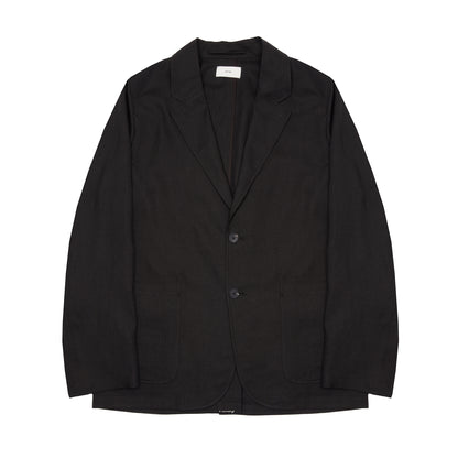 Aton Silk Linen Mixing Tailored Jacket in Black