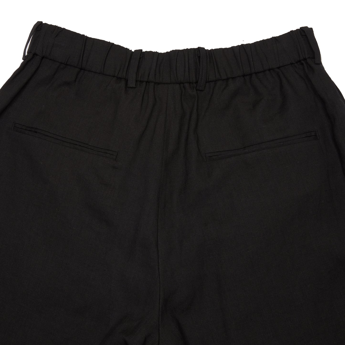 Aton Silk Linen Mixing Loose Fit Pants in Black