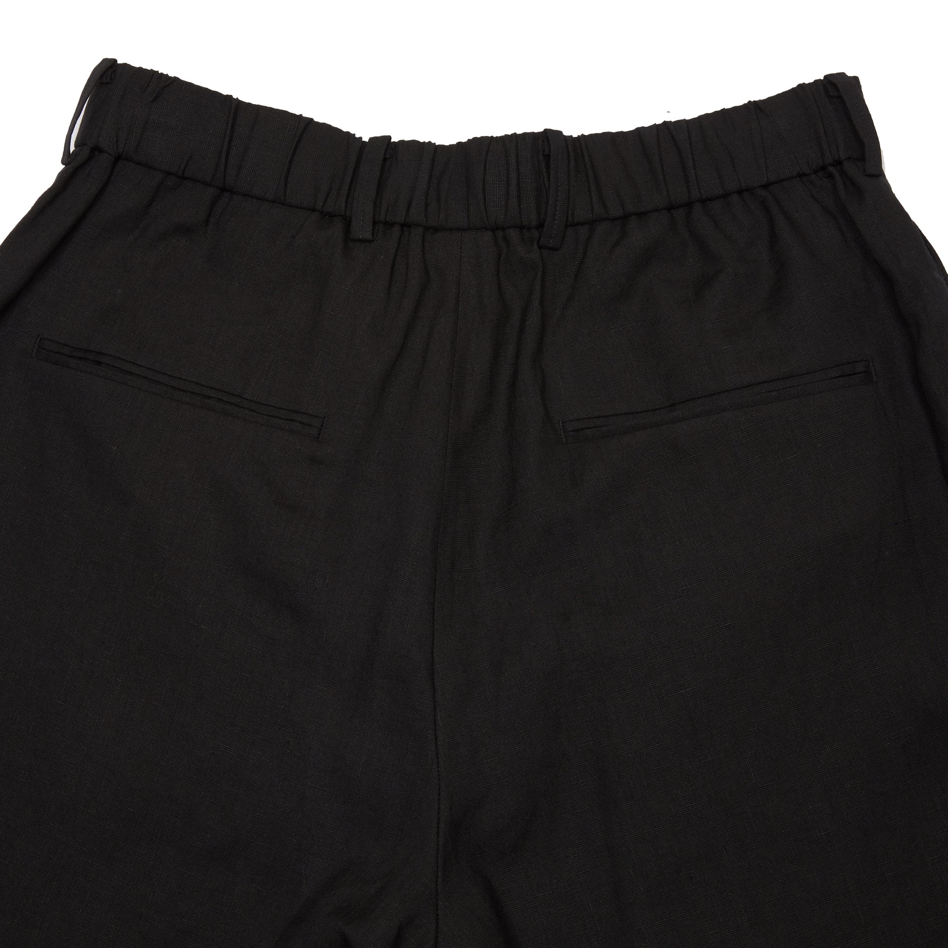 Aton Silk Linen Mixing Loose Fit Pants in Black