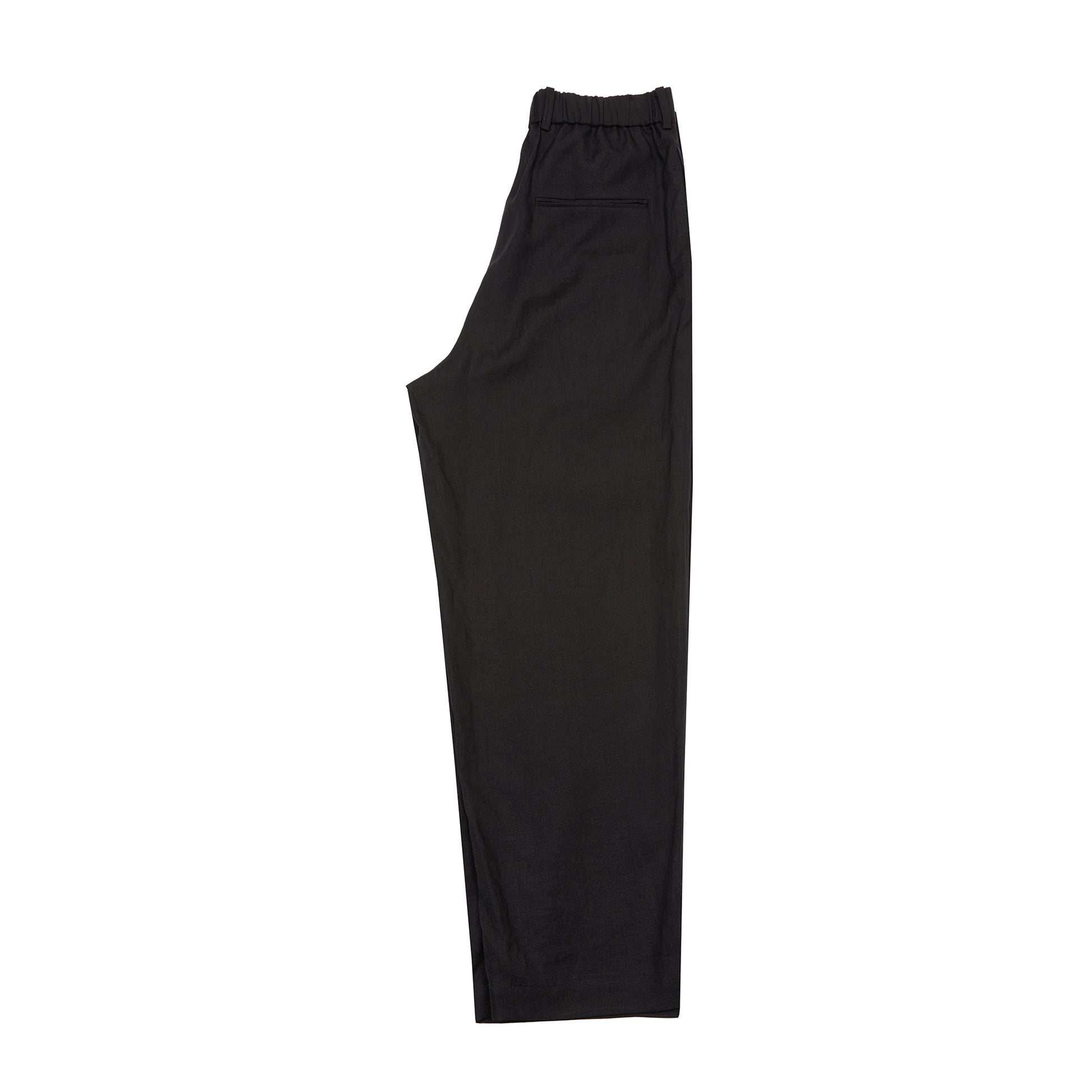 Aton Silk Linen Mixing Loose Fit Pants in Black