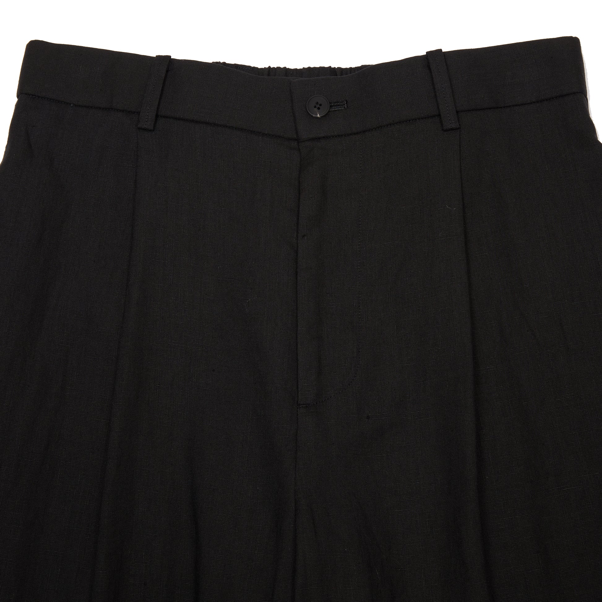 Aton Silk Linen Mixing Loose Fit Pants in Black