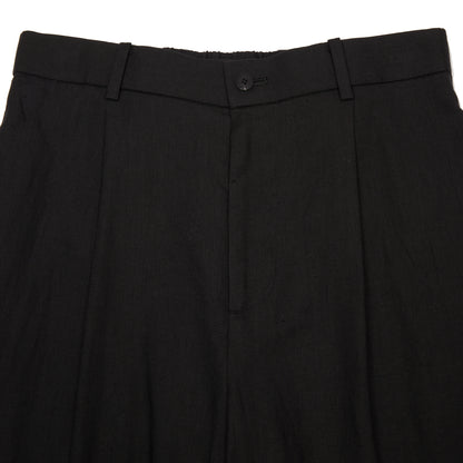 Aton Silk Linen Mixing Loose Fit Pants in Black