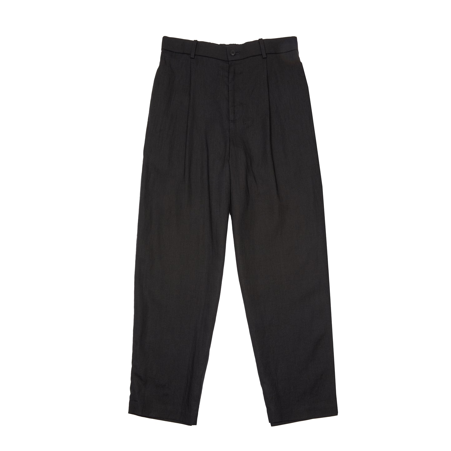 Aton Silk Linen Mixing Loose Fit Pants in Black