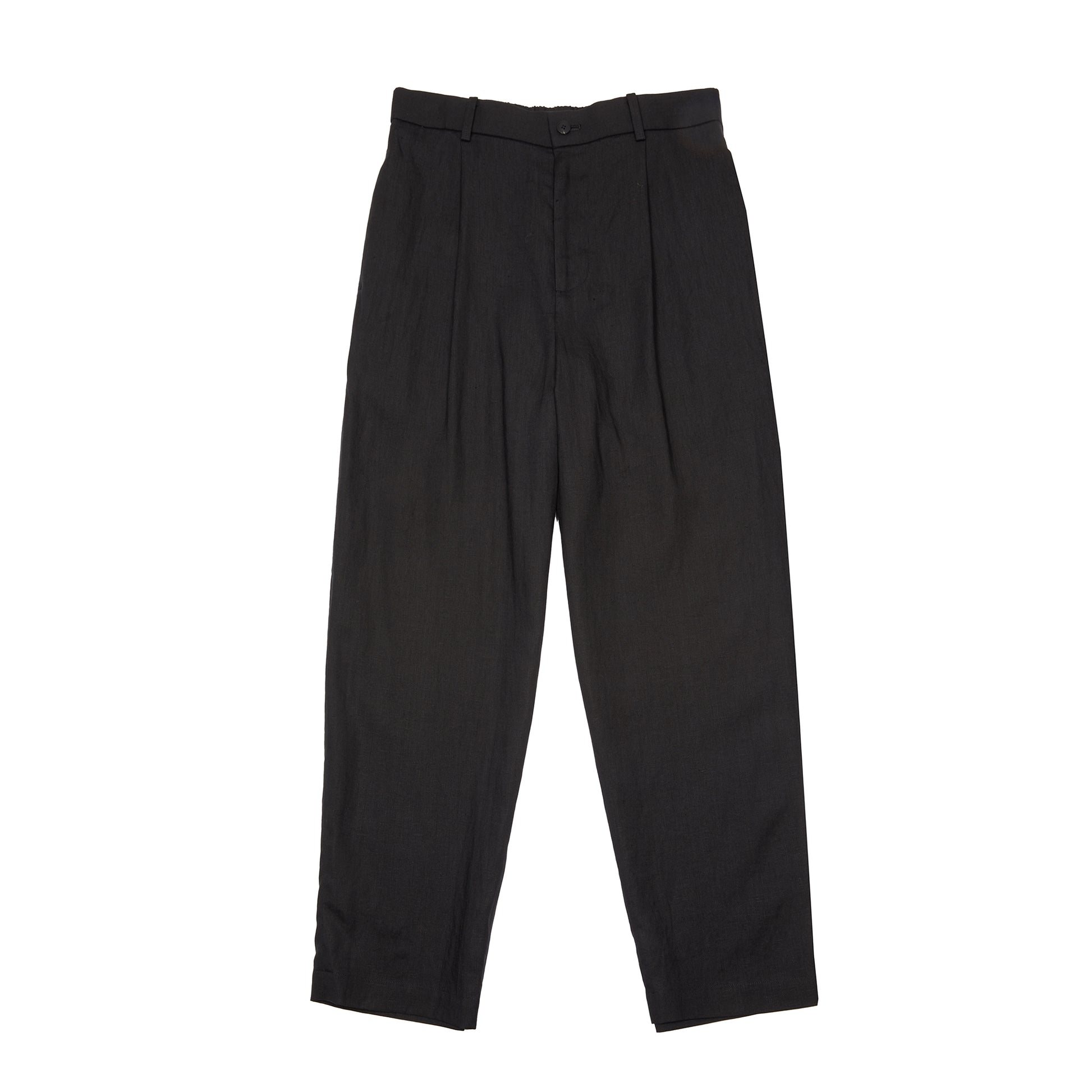 Aton Silk Linen Mixing Loose Fit Pants in Black