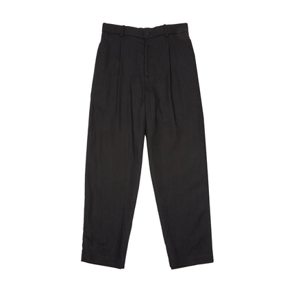 Aton Silk Linen Mixing Loose Fit Pants in Black