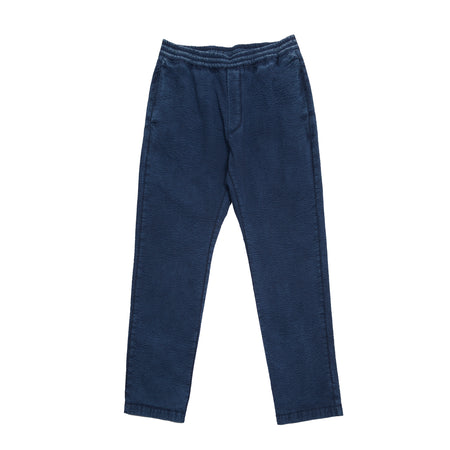 Bativoga Fronda relaxed fatigue style trousers in lightweight cotton seersucker. Washed for a worn in look. Elasticated waist with draw string for extreme comfort.   97% Cotton, 3% Elastane.  Made in Italy.