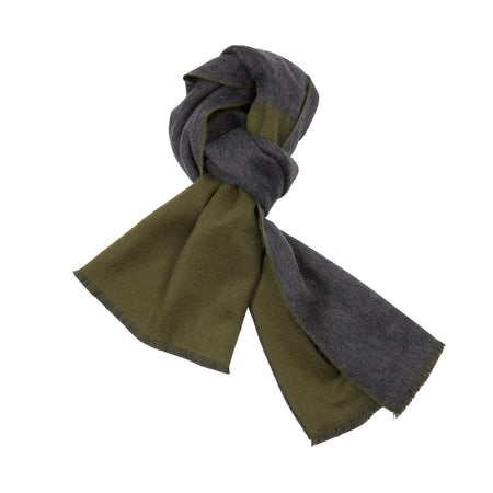 Begg & Co Alford Ard Cashmere Scarf in Army / Charcoal