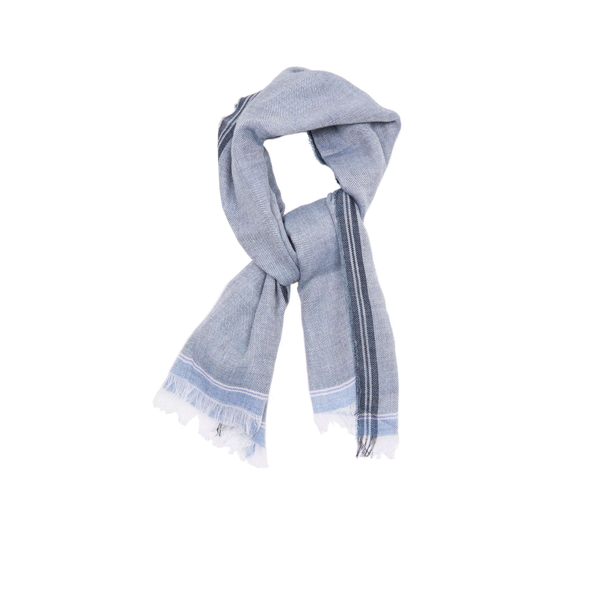 Begg & Co Fiji Cashmere Blend Scarf in Heather Denim
