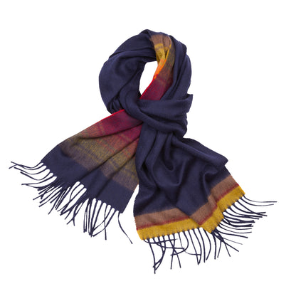 Begg & Co Arran Shirrefs Cashmere Scarf in Navy Red