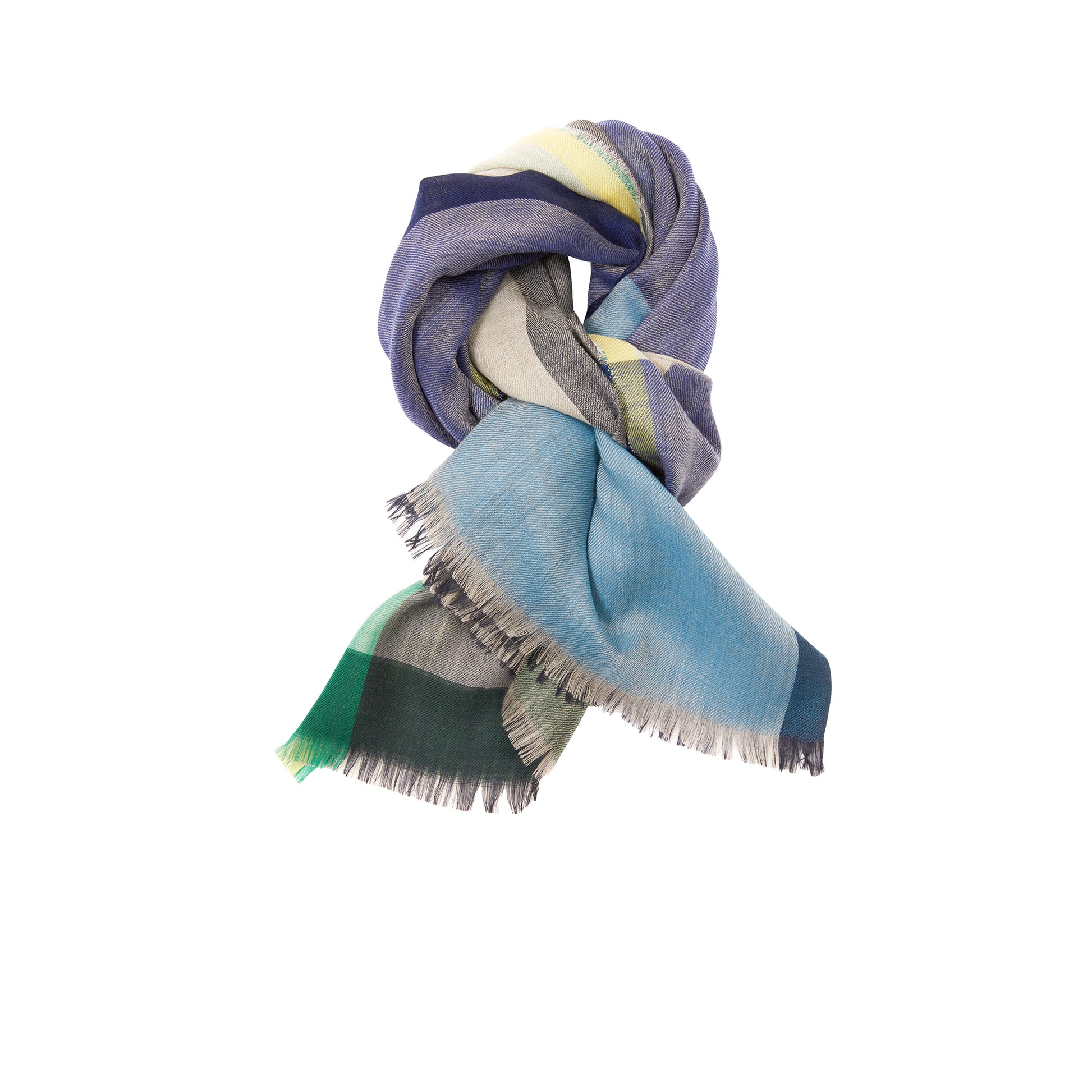 Begg & Co Wispy Shona Cashmere Scarf in Navy Green