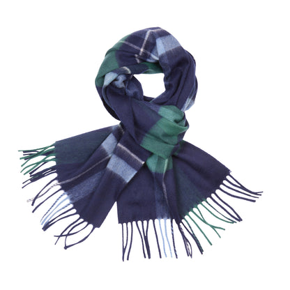 Begg & Co Arran Tilman Cashmere Scarf in Navy Spruce