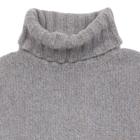 Begg & Co Tweedy Roll Collar Cashmere Sweater in Storm Sky