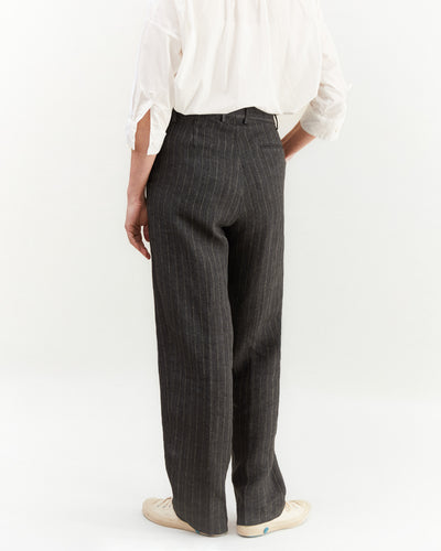 Bergfabel Women's Maria Linen Pant in Grey Stripe