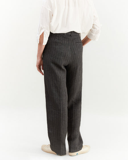 Bergfabel Women's Maria Linen Pant in Grey Stripe
