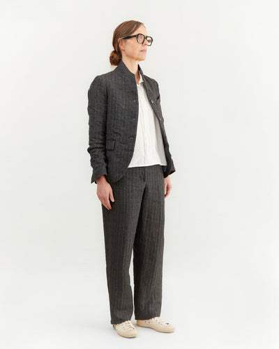 Bergfabel Women's Maria Linen Pant in Grey Stripe