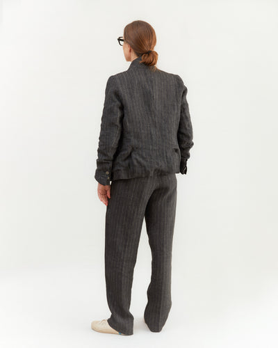 Bergfabel Women's Maria Linen Pant in Grey Stripe
