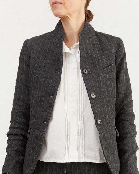 Bergfabel Women's Linen Tyrol Jacket in Grey Stripe