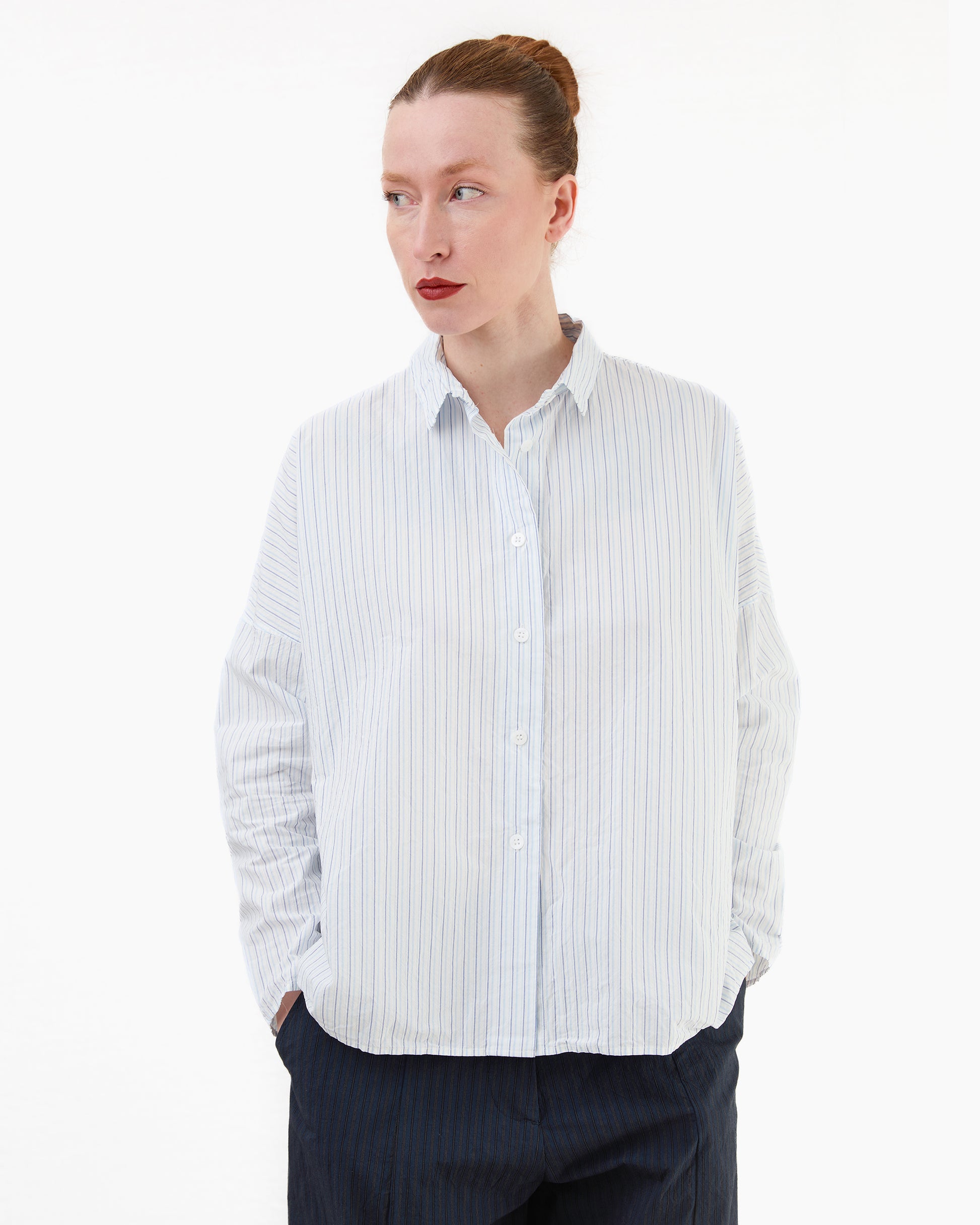 Bergfabel Women's Tina Shirt in Light Blue Stripe