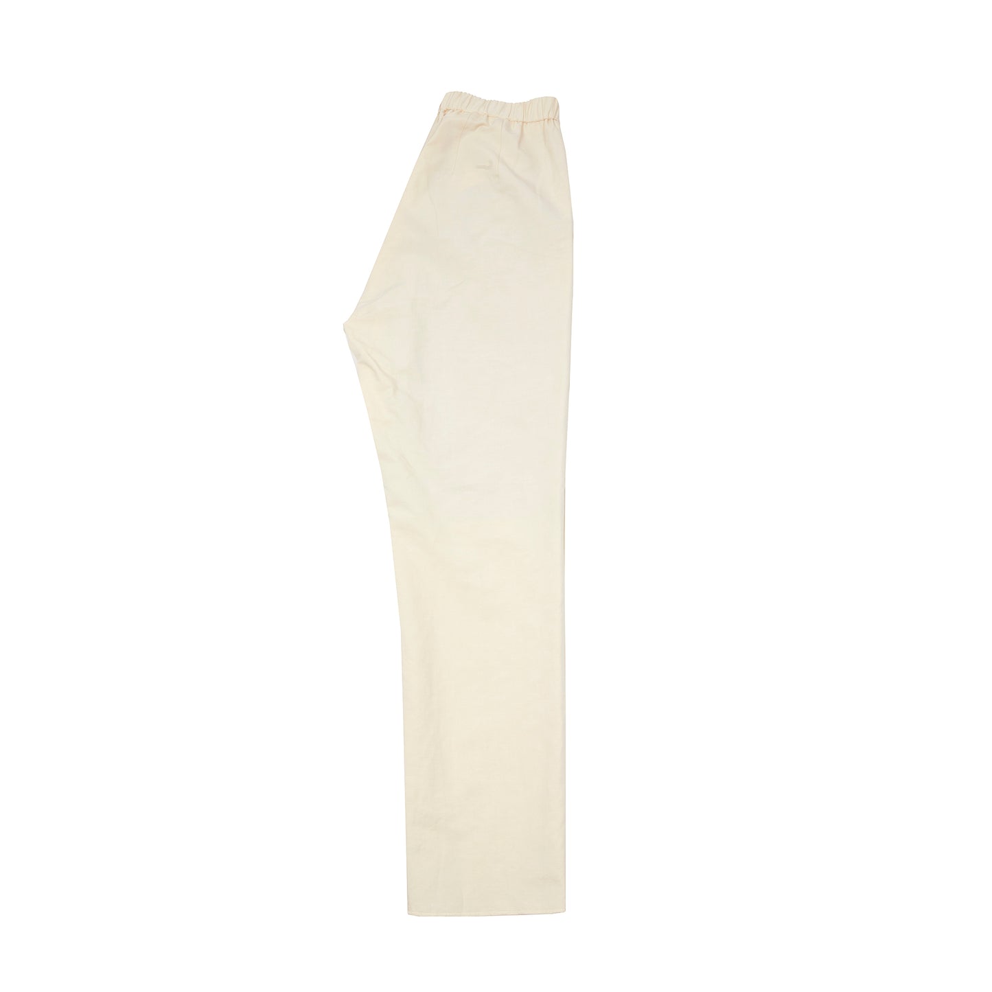 Easy pants; relaxed tapered elasticated trousers in a beautiful almond woven cotton linen cloth, part-lined in classic striped cotton.   72% Cotton, 28% Linen.