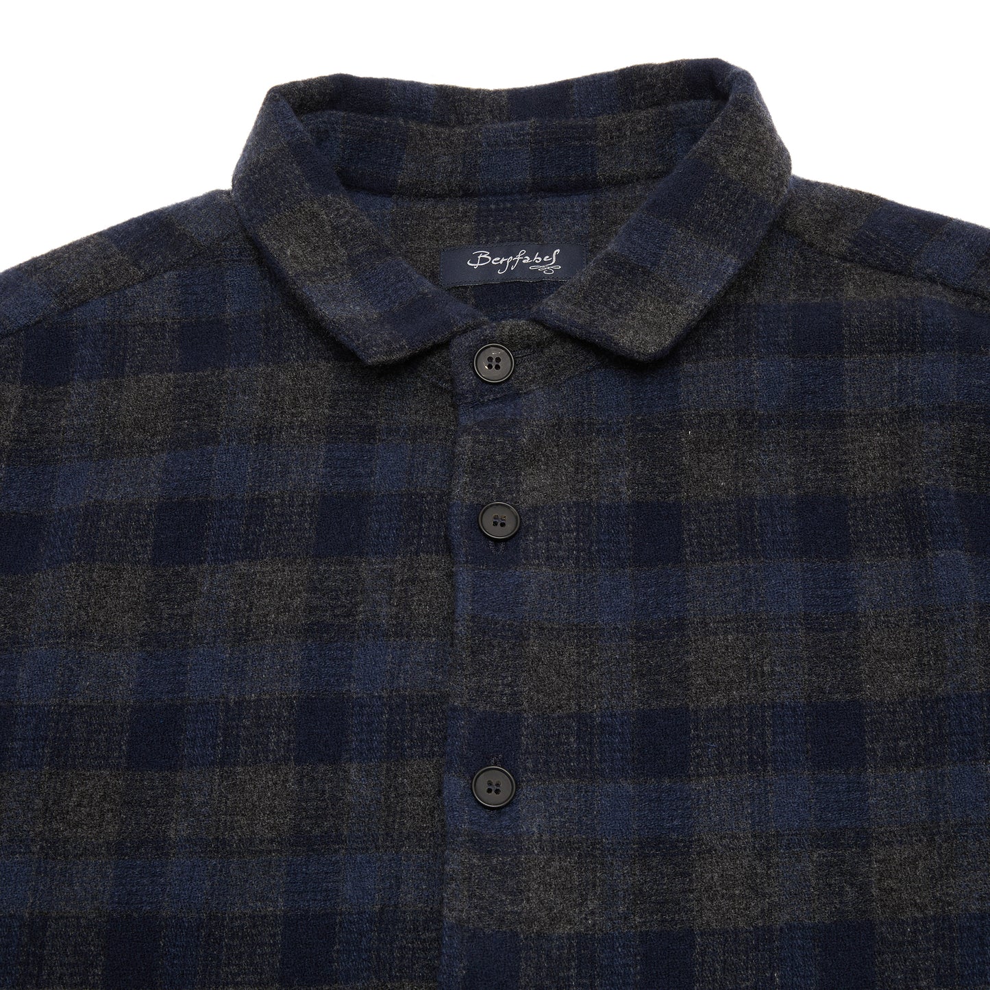 Bergfabel Wool-Cashmere Farmer Shirt in Carbon Check
