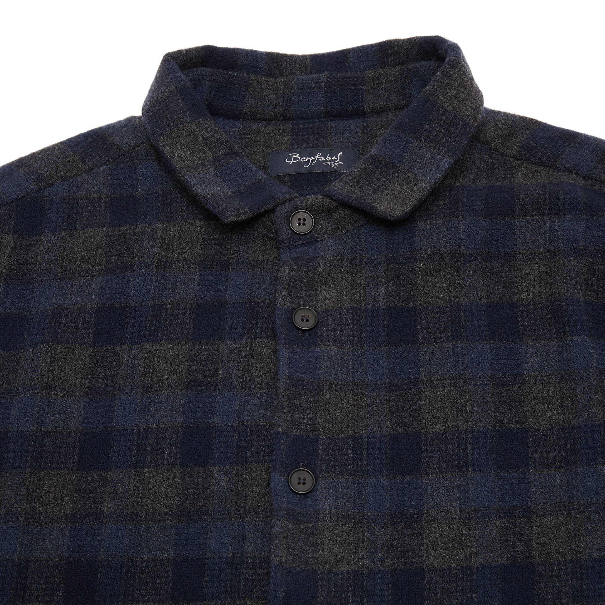 Bergfabel Wool-Cashmere Farmer Shirt in Carbon Check