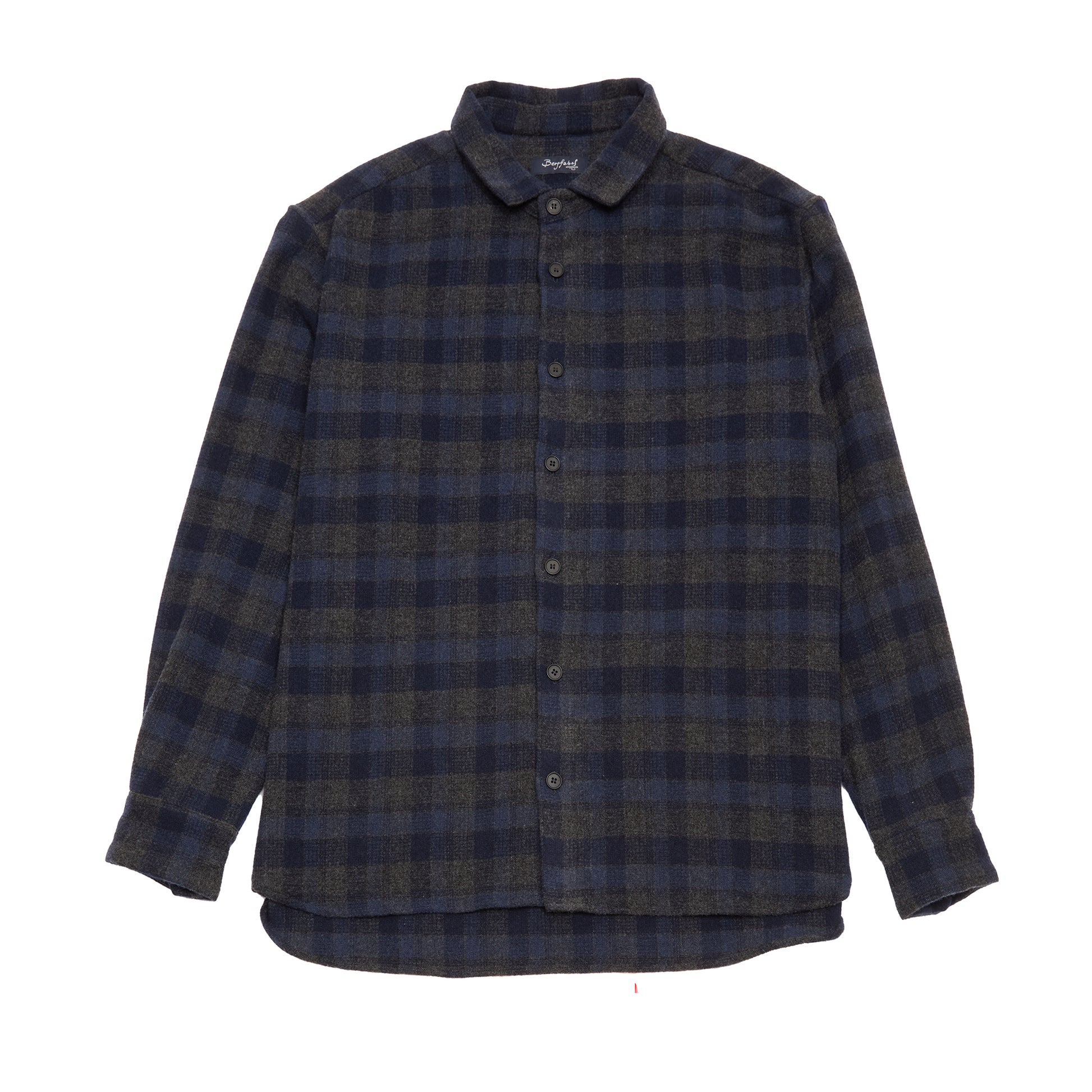 Bergfabel Wool-Cashmere Farmer Shirt in Carbon Check